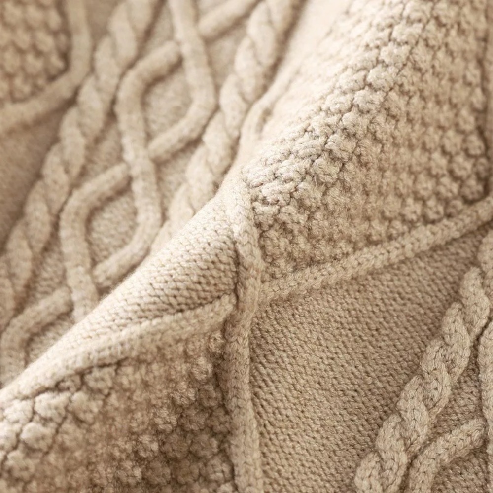 NEW Beige Cable Stretchy Knit Bodycon Midi Sweater Skirt - Picture 4 of 8